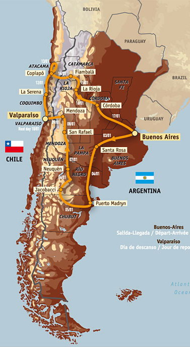 Parcours du Dakar 2009